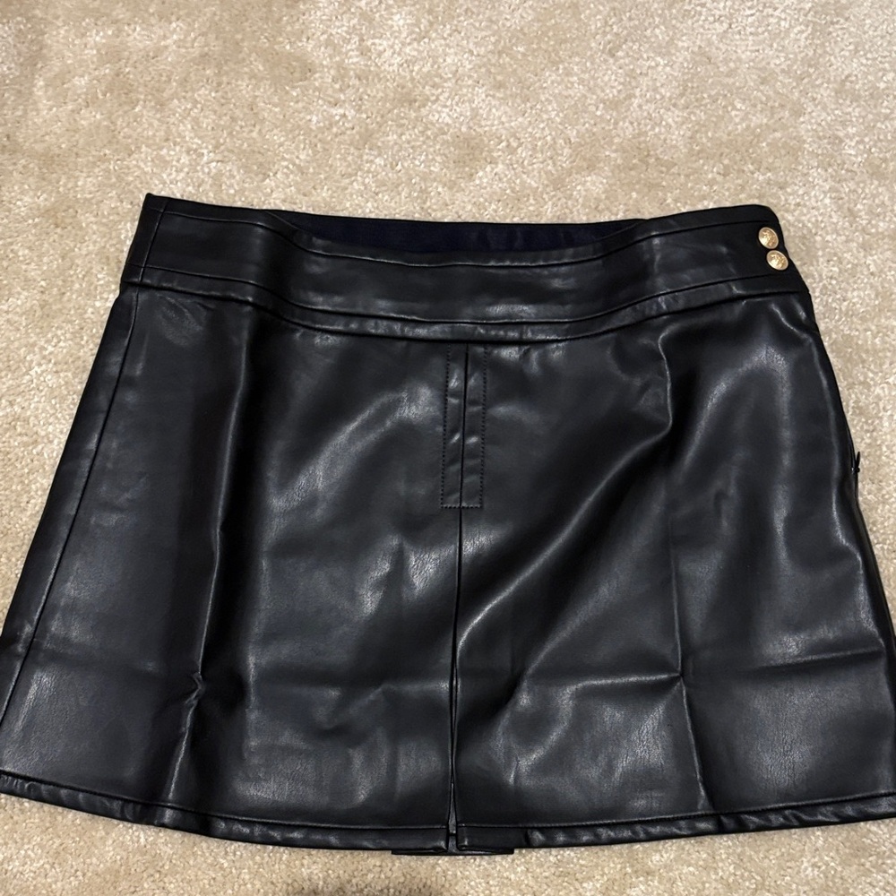 J. Crew Black Faux Leather Mini Skirt. NWT. Size 12. Fits small!